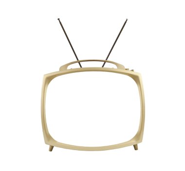 Blank Screen 1950's Portable Television with Antennas Up clipart