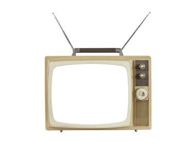 1960's Blank Screen Portable Television with Antennas Up clipart