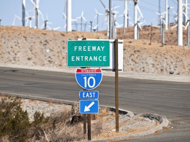 Palm Springs California Desert Freeway Sign with Windmills clipart