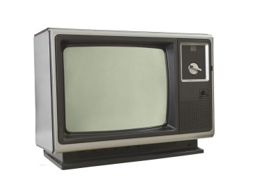 vintage 1970's televizyon üzerinde beyaz izole