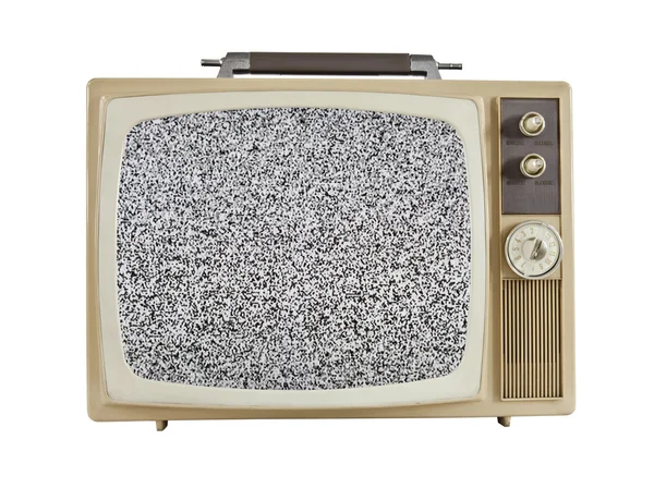 Tragbarer Fernseher aus den 1960er Jahren mit statischem Bildschirm — Stockfoto