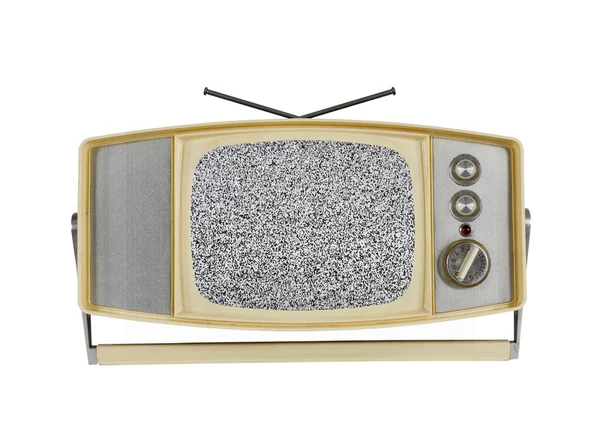 Tragbarer Fernseher aus den 1960er Jahren mit statischem Bildschirm und Ständer — Stockfoto