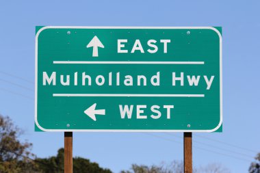 Mulholland Hwy Sign in Los Angeles clipart