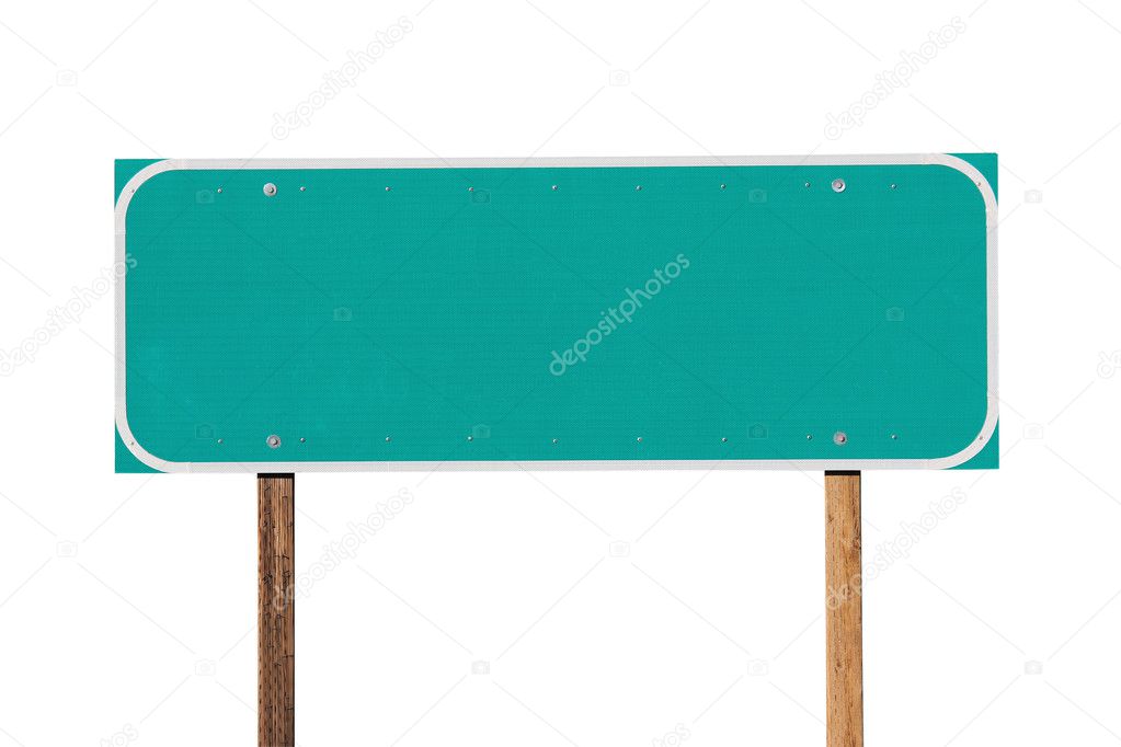 Blank Green Highway Sign Isolated