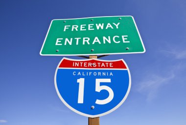 California Interstate 15 Otoban girişi işareti