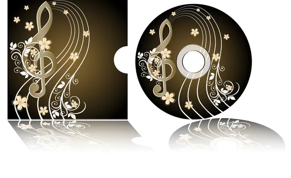 CD label with the treble clef — Stock Vector