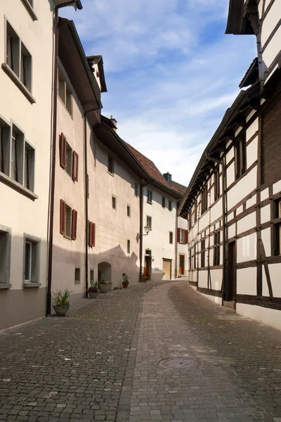Stein an Rhein. The street of the ancient Swiss town. Europe — Stock Photo, Image