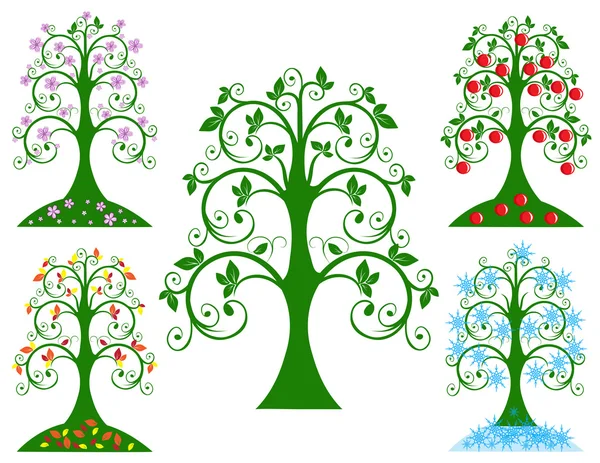 4 つの季節の木 — ストックベクタ