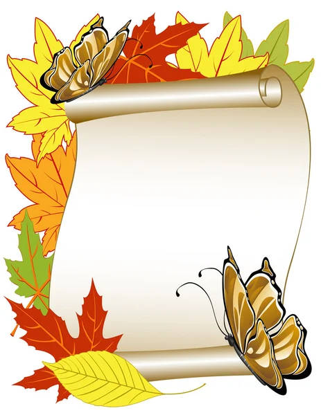Modèle papillon avec feuilles d'automne — Image vectorielle