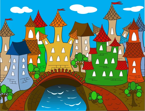 Desenhos animados coloridos casa da cidade —  Vetores de Stock