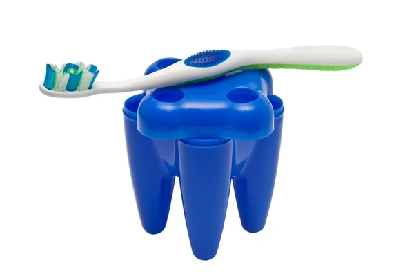 Блакитне скло для зубних щіток — стокове фото