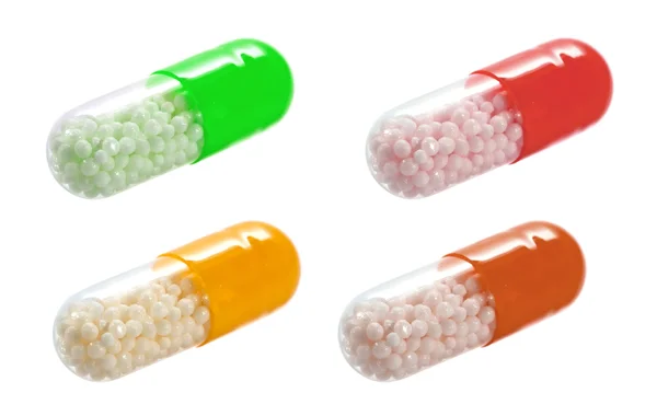 Tabletki ustawić na białym tle na białym tle — Zdjęcie stockowe