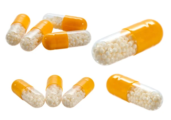 Pillole impostato isolato su sfondo bianco — Foto Stock