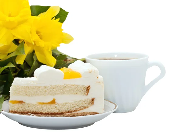 Cup of tea and a piece of cake — Stock Photo, Image