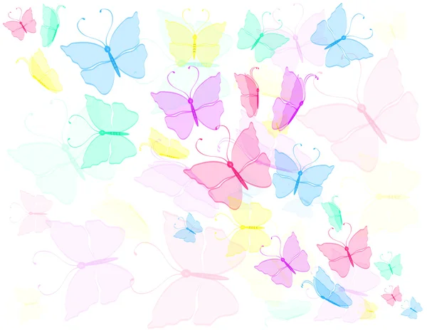 カラフルな蝶、抽象的な背景 — ストックベクタ