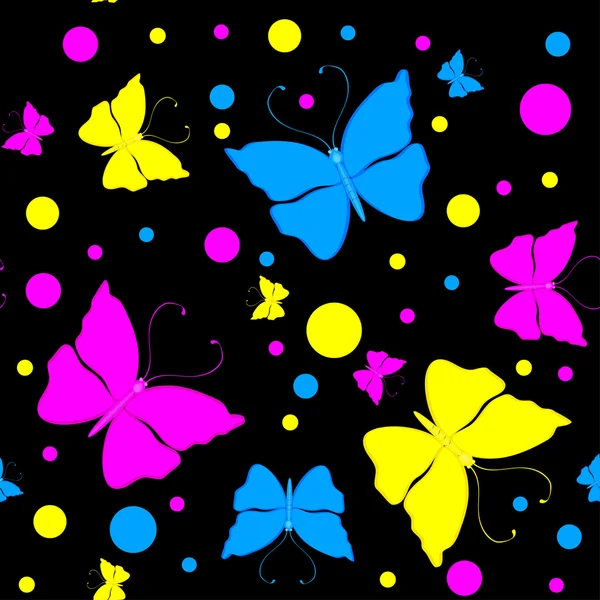 Sömlöst mönster med färgglada fjärilar — Stock vektor