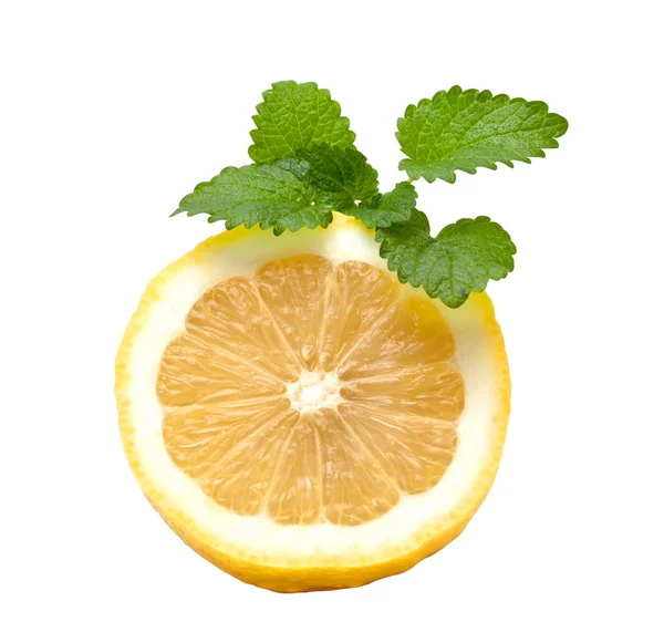 Limone e menta isolati su sfondo bianco — Foto Stock