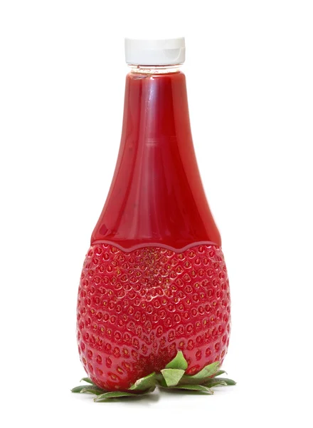 Strawberry jam in a bottle strawberry shape — Stock Photo, Image