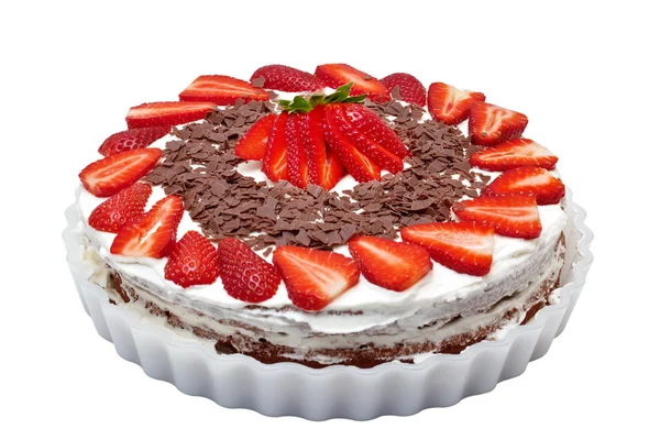 在白色背景上孤立的草莓蛋糕. — 图库照片