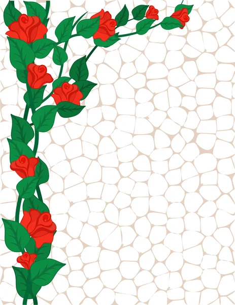 Lockigt på tegelväggen i en rosenbuske — Stock vektor