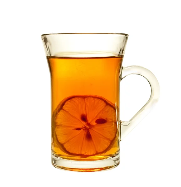 A cup of tea with lemon on a white background. — Stock Photo, Image