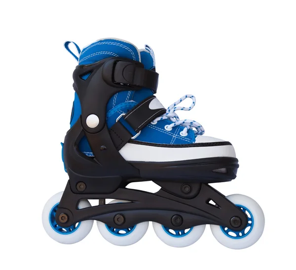 Blauwe rolschaatsen geïsoleerd op een witte achtergrond. — Stockfoto