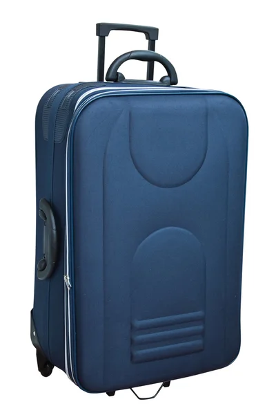 La valigia blu isolata su sfondo bianco . — Foto Stock
