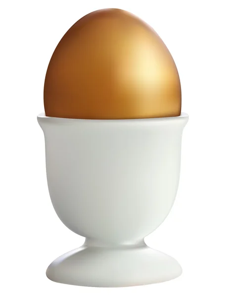 Golden Egg in a stand on a white background — Stock Photo, Image
