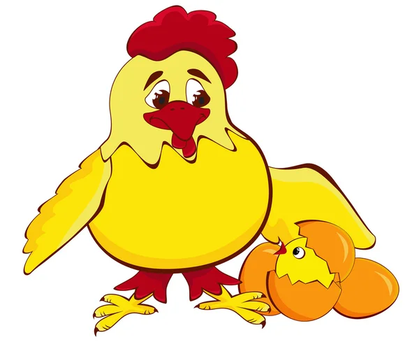 Pollo madre con huevo de bebé — Vector de stock