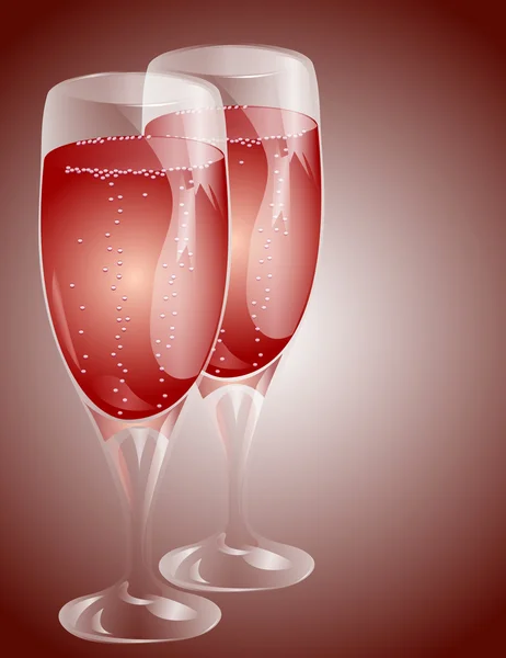 Deux verres de champagne. — Image vectorielle