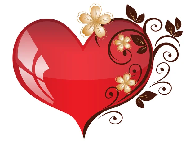 Coeur ajouré d'un motif de fleurs — Image vectorielle