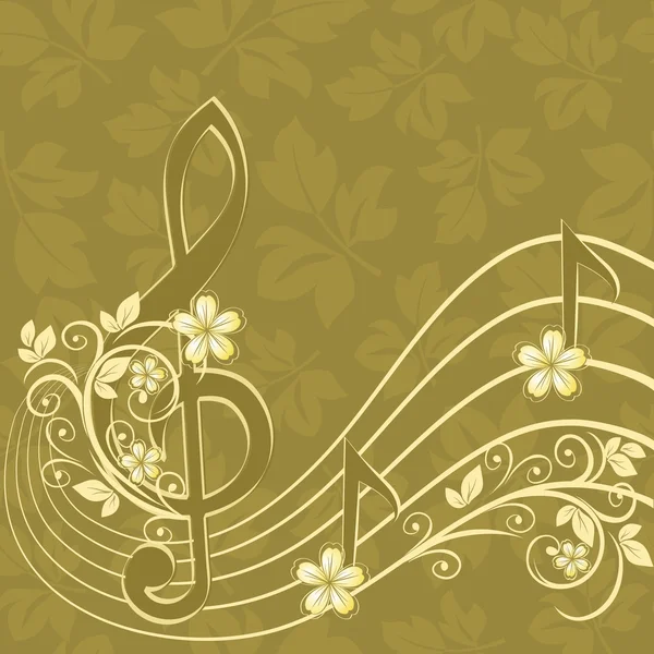 stock vector Musical background with a treble clef and a flower pattern