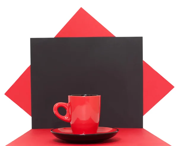 黑色背景上的红色咖啡杯子 — 图库照片