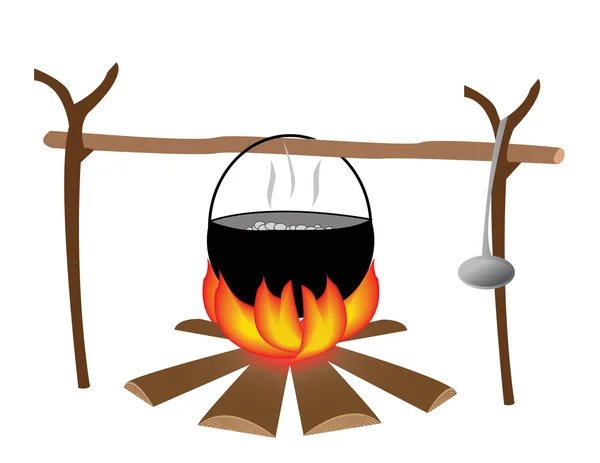 Vaření na ohni — Stockový vektor