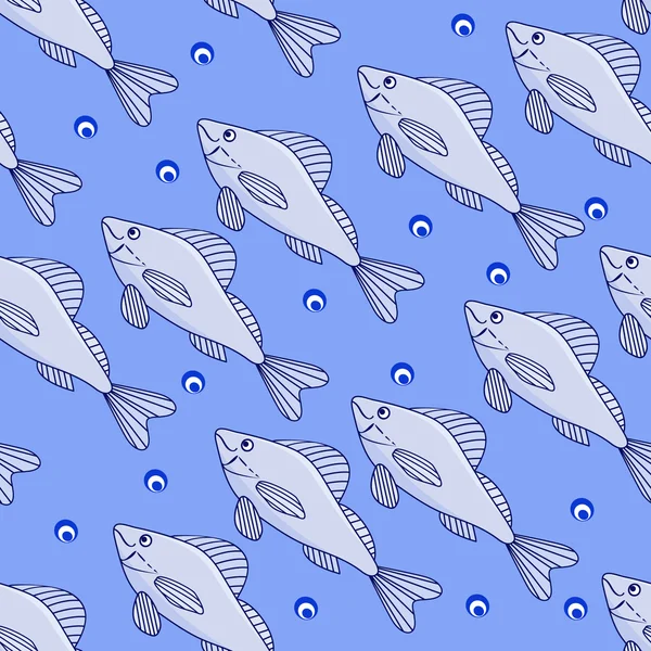 School of fish in the water, seamless pattern. — Stock Vector