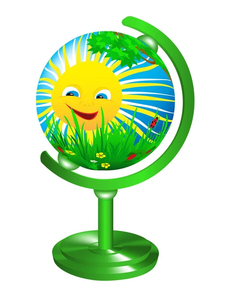 Globe with the image of the summer landscape. — Stock Vector