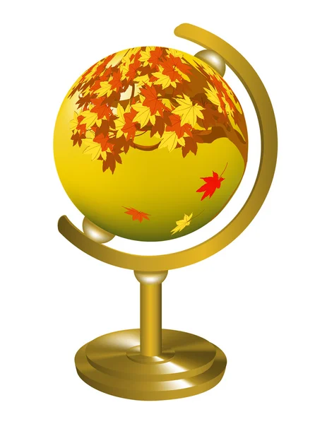 Globe avec l'image du paysage d'automne . — Image vectorielle