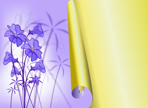 Carte avec un motif floral et courbé autour du coin . — Image vectorielle