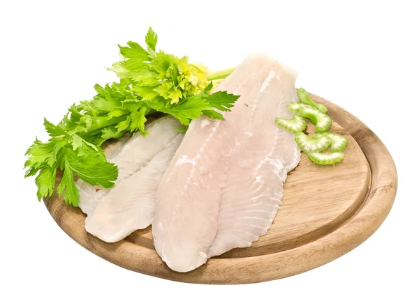 Čerstvé rybí filé s kořením a celer — Stock fotografie