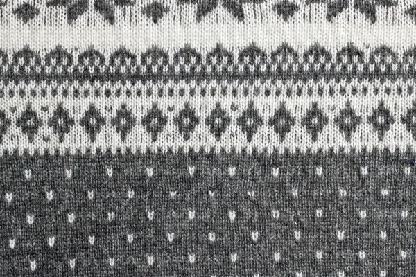 Textuur van de Noorse trui hand gebreid. — Stockfoto