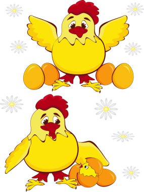 Chicken mother with baby egg clipart