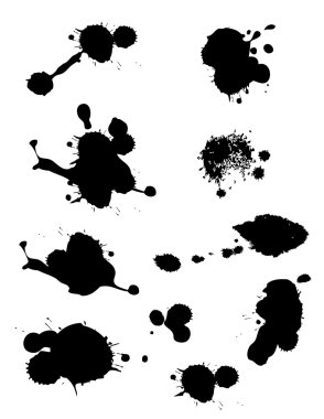 Ink blots isolated on white background clipart