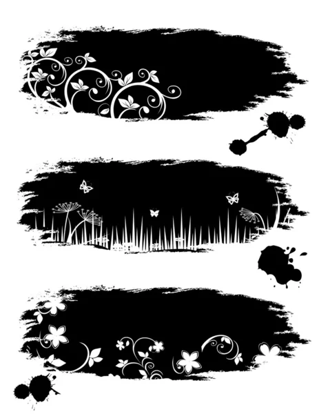 Grunge Banner mit Blumenmuster — Stockvektor