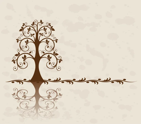 Дерево Openwork на винтажном фоне — стоковый вектор