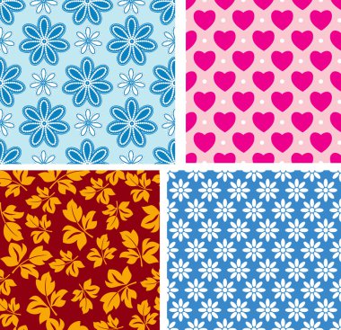 Four seamless pattern with children clipart