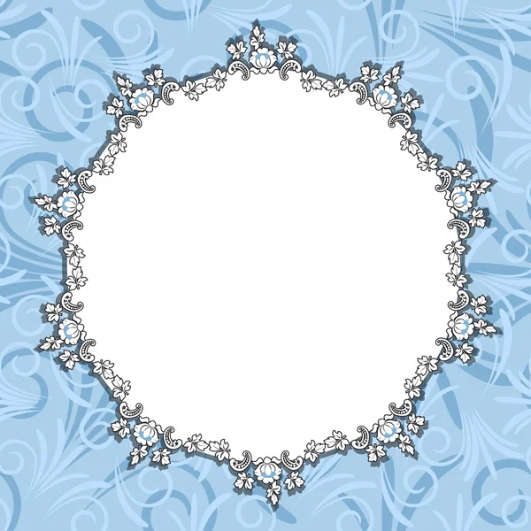 Ronde blauwe bloemen frame — Stockvector