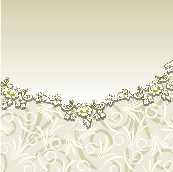 Fondo beige con adorno floral . — Vector de stock