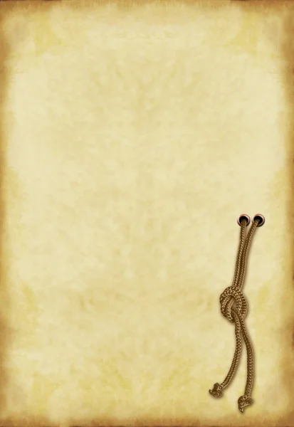 Altes Papier mit einem Strick gebundenen Knoten — Stockfoto
