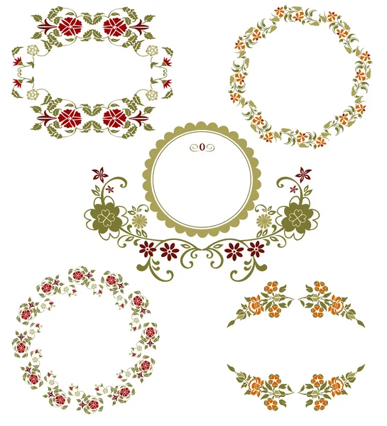 ビンテージ花グラフィック コレクション。スプリング セット — ストックベクタ