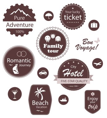 Travel and vacation emblems set clipart